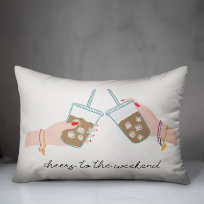 Cheers to the Weekend Iced Coffee Outdoor Rectangular Pillow Cover and Insert
