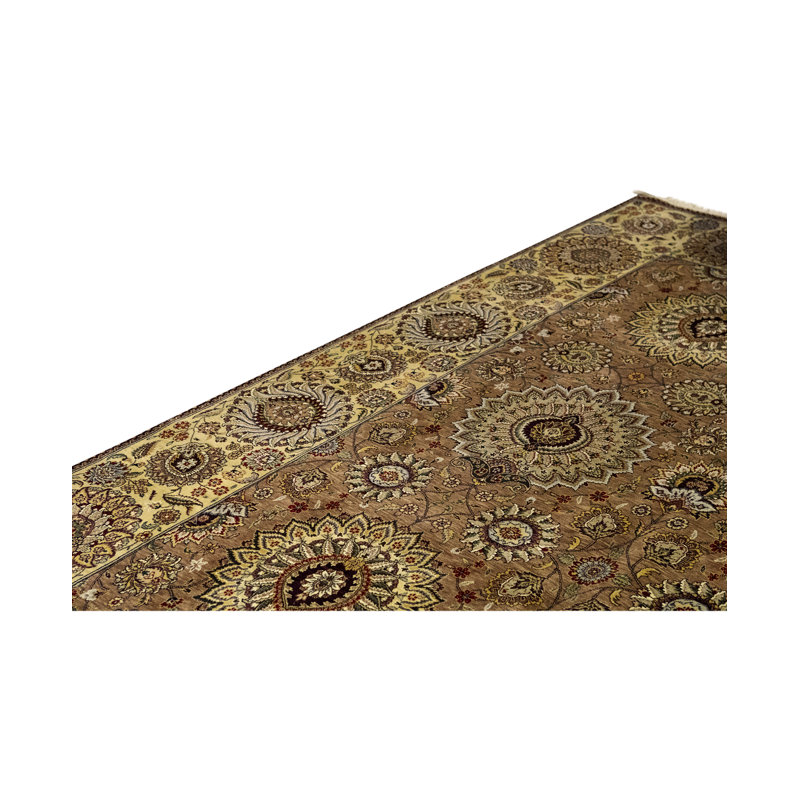 Tapis brun et doré de haute qualité noué à la main