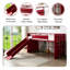Lit mezzanine double en métal rouge avec glissade