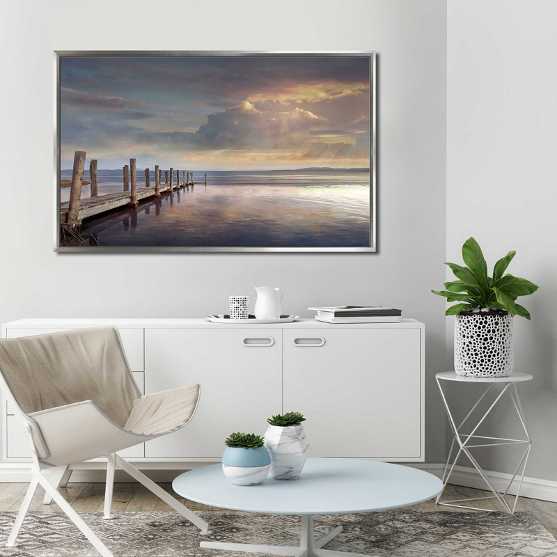 «Evening Reflection» par Mike Calascibetta - photographie, Cadre flottant argent, H 21,5 po x l 33,5 po x P 2 po