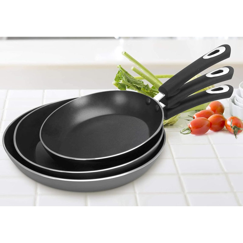 Black Aluminum Nonstick Frying Pan Set with Ceramic Coating