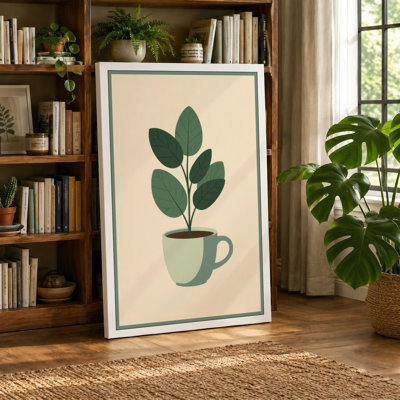 Potted Plant Study Botanical - Wrapped Canvas