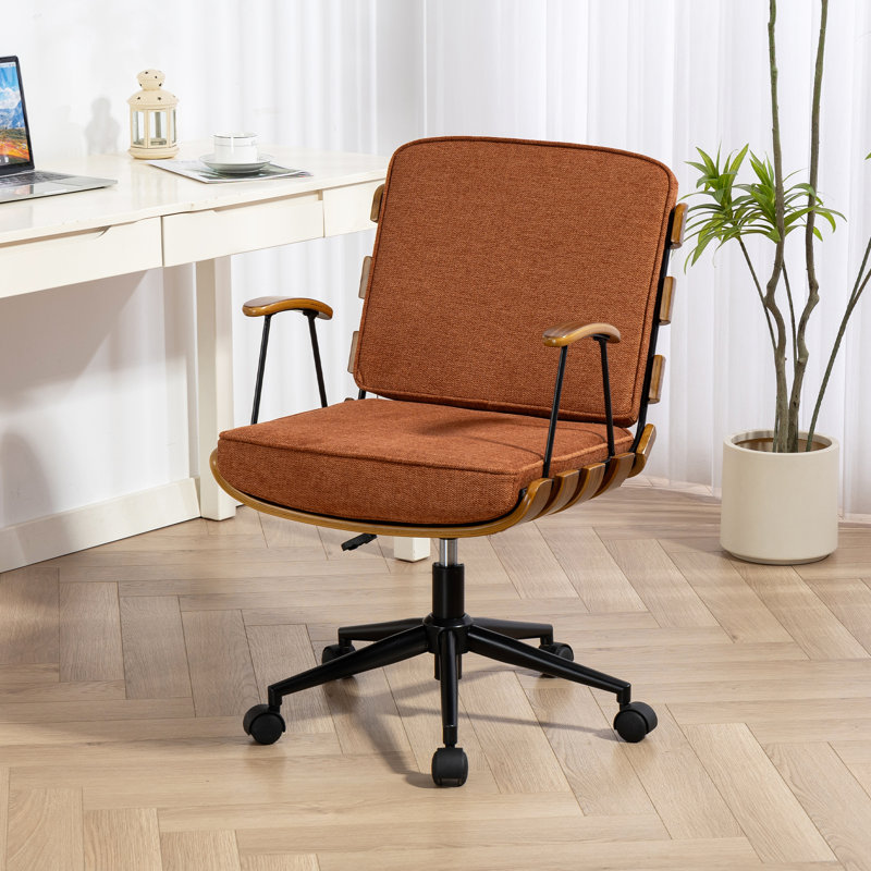 Swivel Office Chair, Adjustable Height Task Chair with Upholstered, Orange