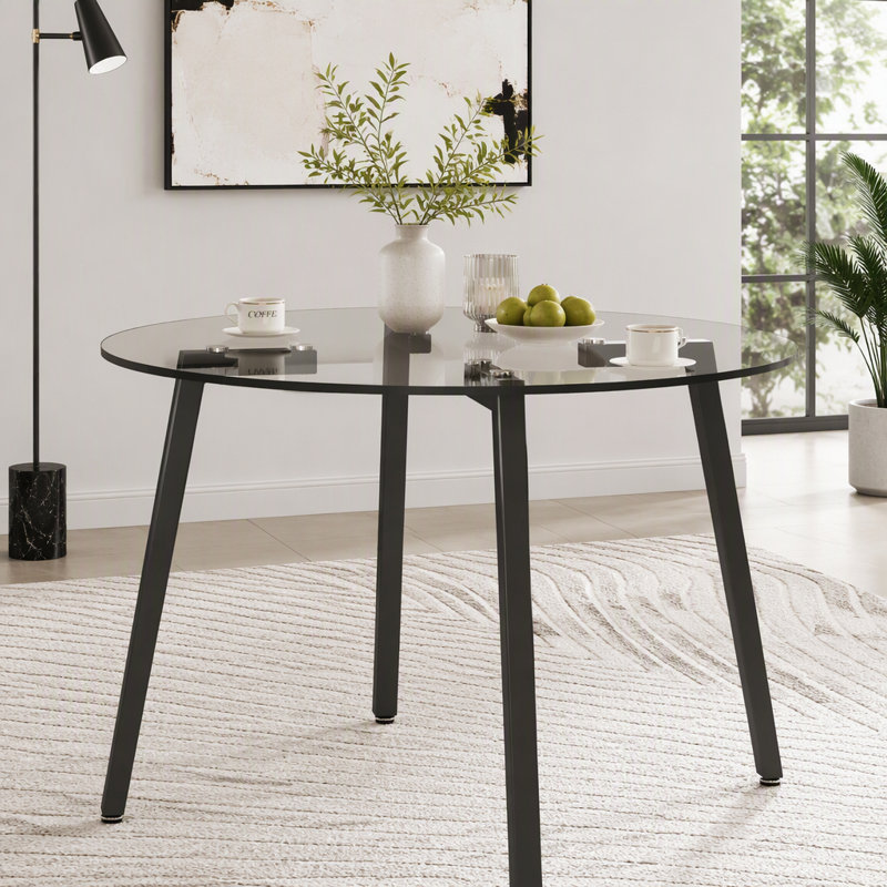 42" Round Tempered Glass Dining Table