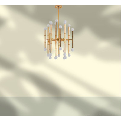 Lustre linéaire moderne en bois 30 lumières Spoutnik Edita