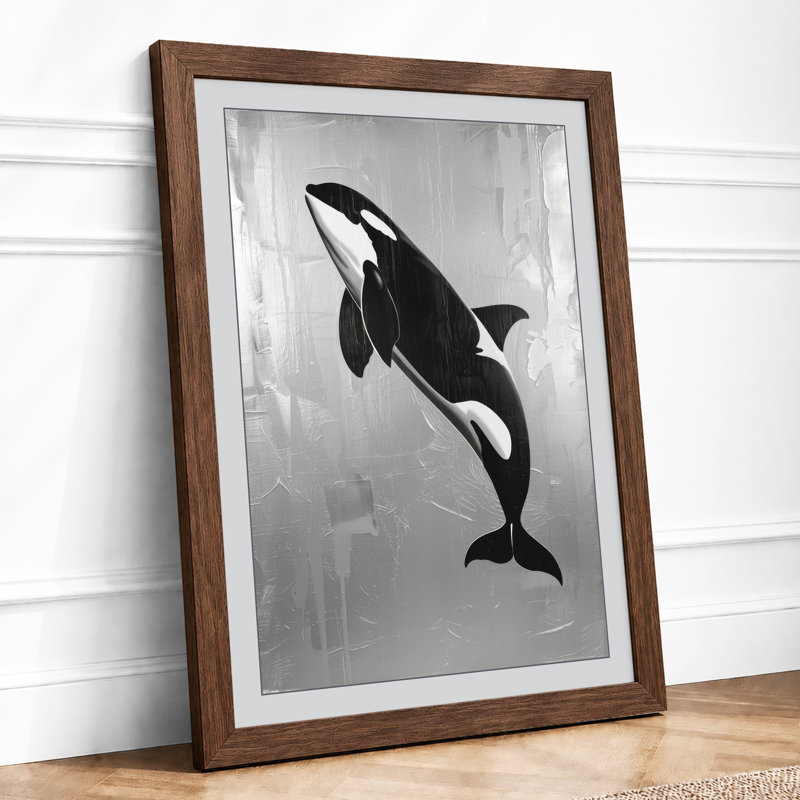 Leaping Orca Coastal - Framed Print, Walnut, A4 - 29.7 x 21.0 cm