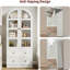 72 po de hauteur avec garde-manger arqué de 72 po - rangement campagnard moderne avec 2 portes, 4 tablettes épaissies à 4 niveaux et 2 tiroirs, grande armoire de présentation en bois (blanc, porte vitrée)