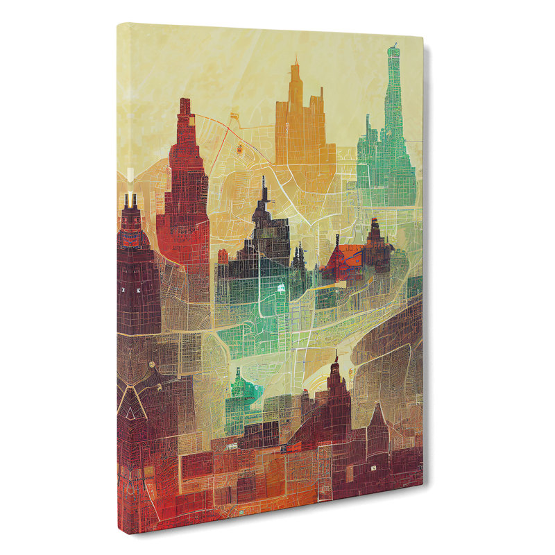 XC1022-1434X City Skyline Map No.2 - Wrapped Canvas Print, 50cm H x 35cm W x 3cm D