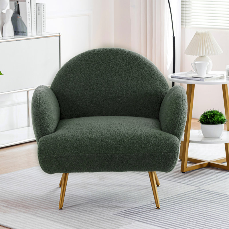 Fauteuil d'appoint moderne, fauteuil rembourré en tissu Sherpa, Sherpa vert
