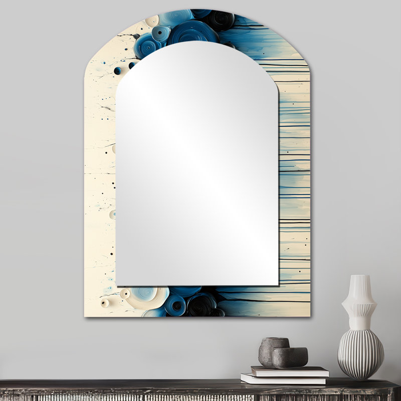 Goutte à goutte aquatique rythmique éclaboussures de sérénité I - miroir décoratif asymétrique mural, 34 po x 25 po