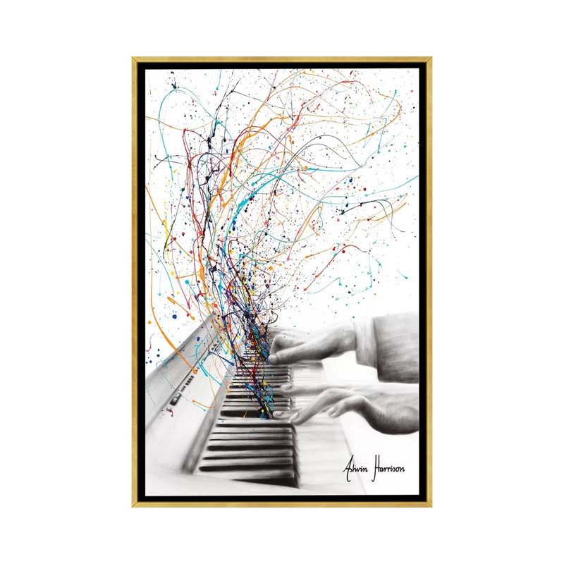 Le clavier solo par Ashvin Harrison - impression, Toile encadrée d'or, Aucun mat, H 26 po x l 18 po x 1,5 po