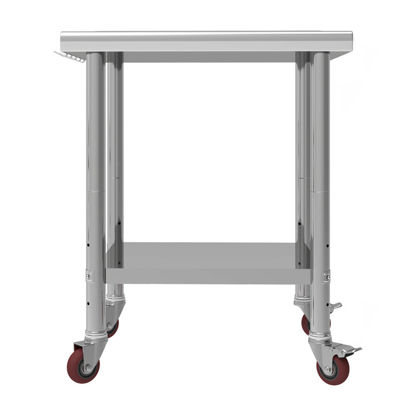 Stainless Steel Wheels Undershelf Table for Prep & Work with Backsplash, 35" H x 30" W x 24" D