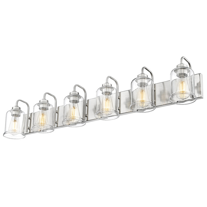 Dimmable Modern Vanity Light With Clear Glass Shade, Brushed Nickel Finish, 6
