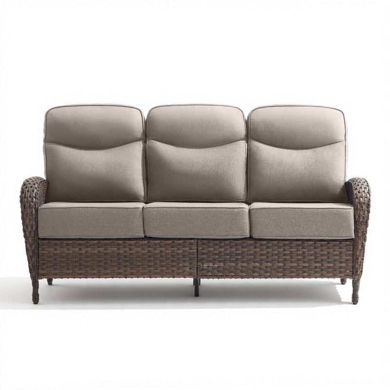Outdoor Patio Sofa With High-Back Design,6" Thickened Cushions, All-Weather Wicker Patio Furniture Set, Suitable For Balconies And Patios