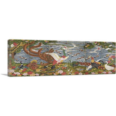 "Animaux dans le jardin de fleurs" par Jakuchu Ito, reproduction d'art sur toile panoramique
