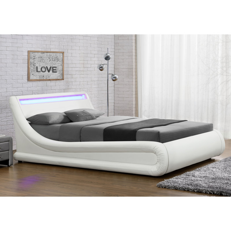 Upholstered Ottoman Storage Bed, White, Double (4'6)
