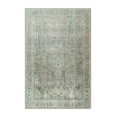 Tapis traditionnel gris / vert mer Gaugain