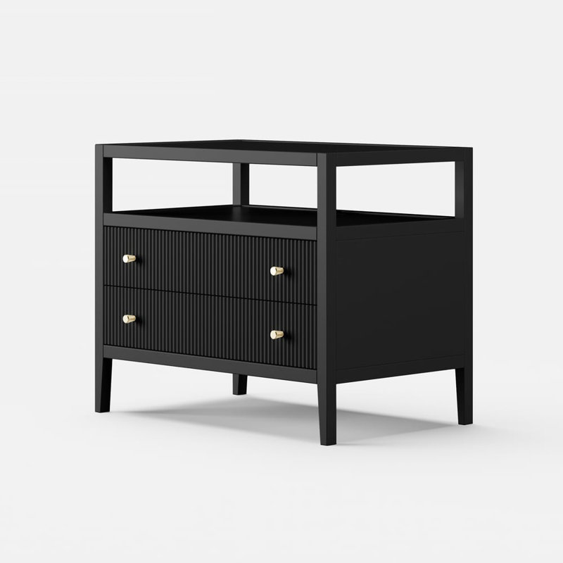 Stria 30" Fluted 2-Drawer Wide Smart Nightstand