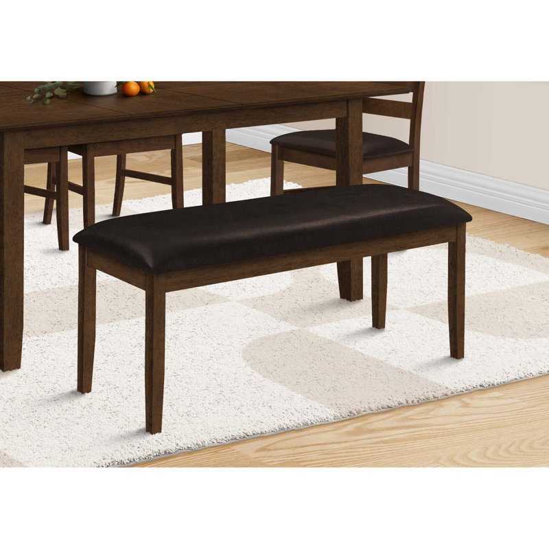 Jeanny Faux Leather Upholstered Bench, 20.25" H x 47.5" W x 16" D, Espresso Brown, Black