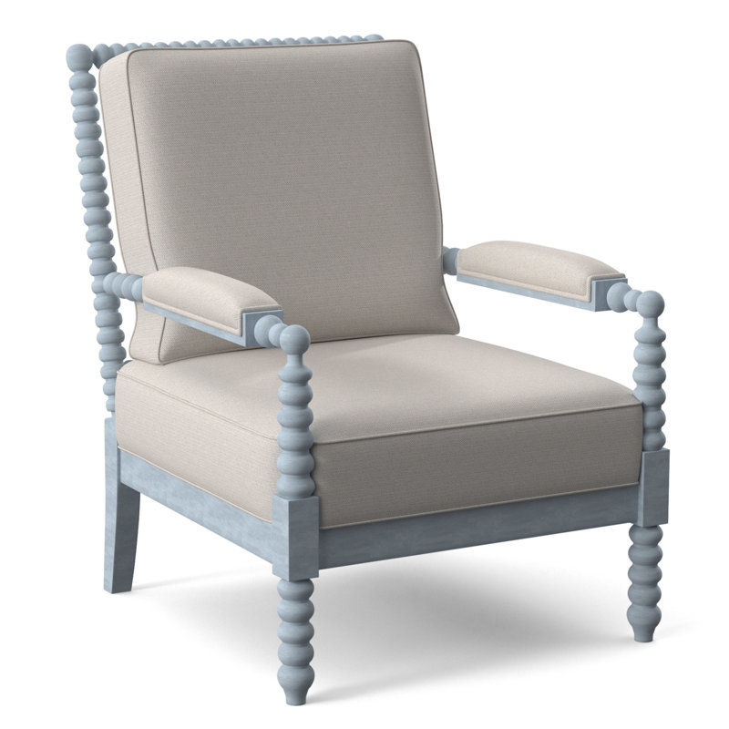 Lind Island 29" Wide Lounge Chair, White Textured Performance; 0865-91, Sea Glass Finish