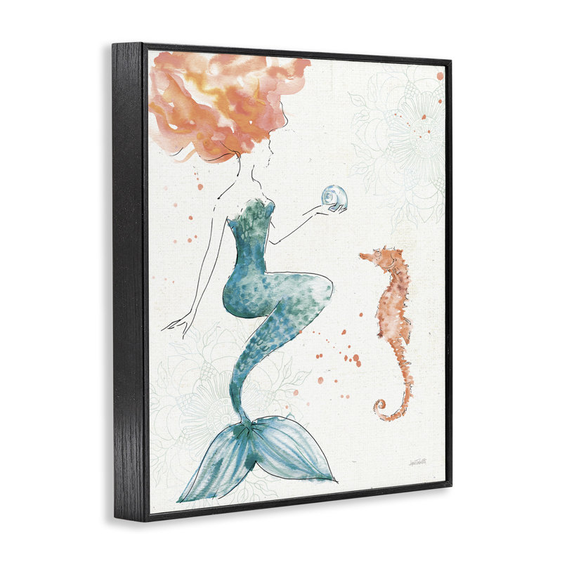«Mermaid and Ocean Seahorse», art de la giclée noire encadrée par Anne Tavoletti, Noir, H 14 po x l 11 po x P 1,5 po