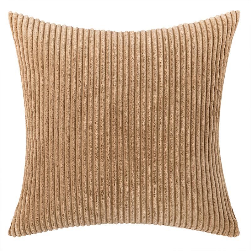 Striped Cotton Blend Reversible Throw Pillow, Beige, 20" x 20"