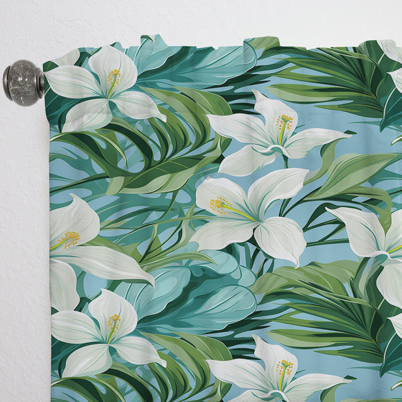 Motif tropical azure II brise azure - Rideau floral obscurcissant - 1 panneau, L 52 po x L 108 po
