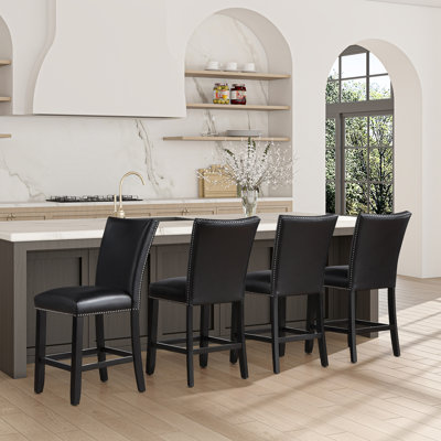 Anxhela Upholstered Faux Leather Counter Stool