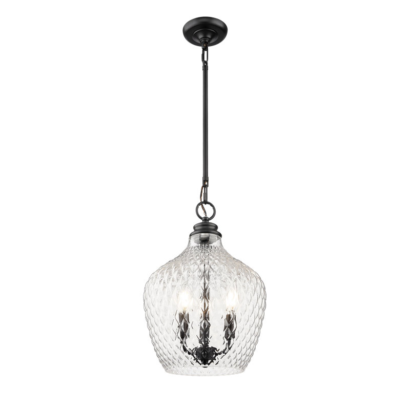 Breen 3-Light Pendant with Clear Glass, Matte Black