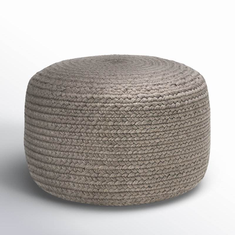 Dalenna PVC Wicker Outdoor Ottoman, Light Gray