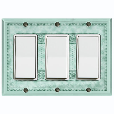 Élégant tapis vert à motif de tapis à 3 bandes