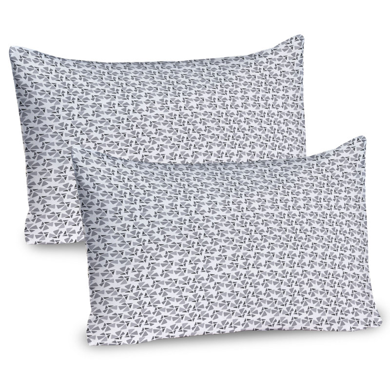 Ambesonne Geometric Pillow Sham 2 Pack Triangular Formations 36"x20" Dimgray Pale Grey