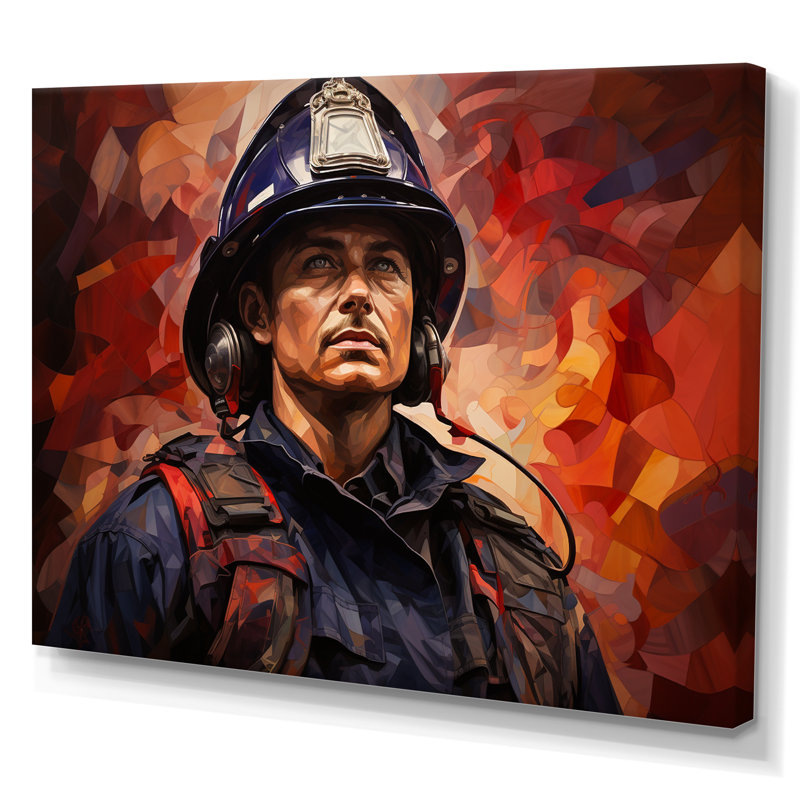Fireman Portrait II - Fireman, reproduction d'art mural, Toile tendue, H 24 po x l 32 po x P 1 po