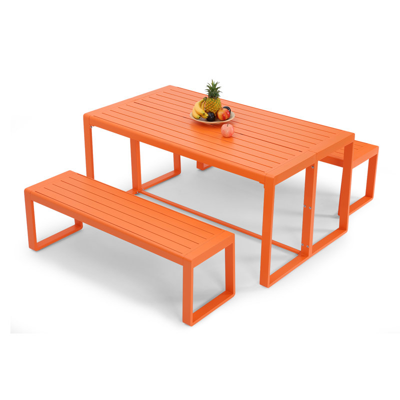6 - Person Patio Dining Set with Rectangular Table, Orange
