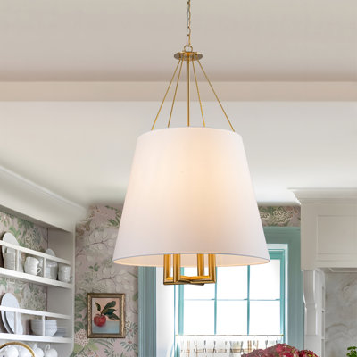 4 - Light 22” Cone Pendant With Fabric Shade