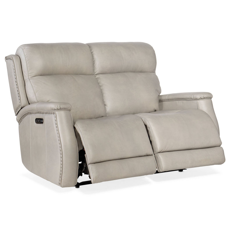 MS Zero Gravity Power Loveseat with Power Headrest, Genuine Leather Gray