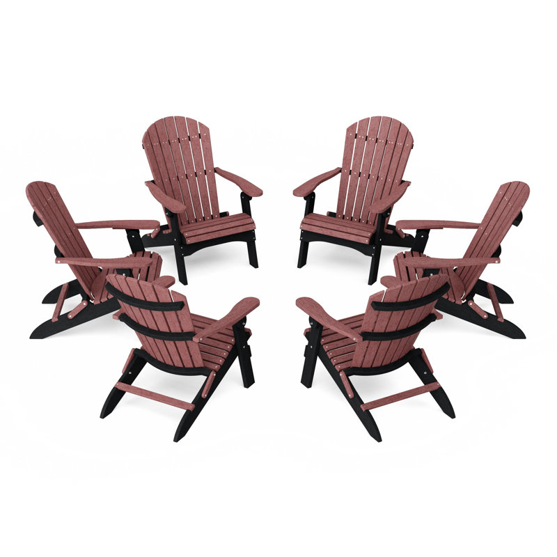 Heritage Folding Adirondack Chairs Set Of 6, Cherrywood/Black