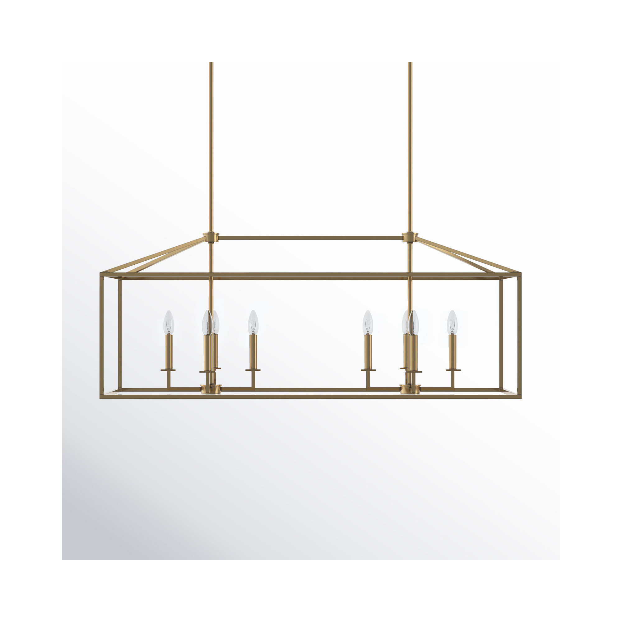Ellis 8-Light Dimmable Metal Linear Chandelier, Satin Brass, No