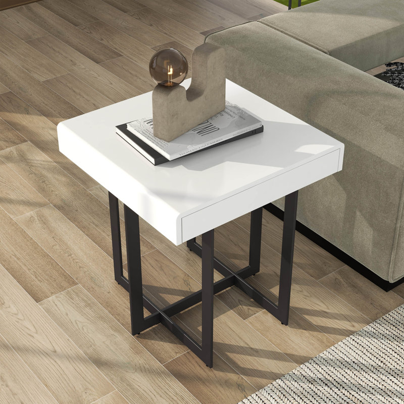 Table de bout avec rangement Desales, Blanc