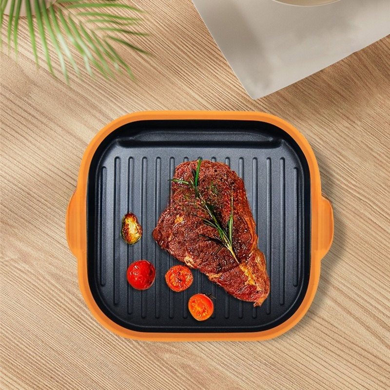 Microwave-safe Multifunctional Frying Pan, Non-stick Teflon & Tempered Glass