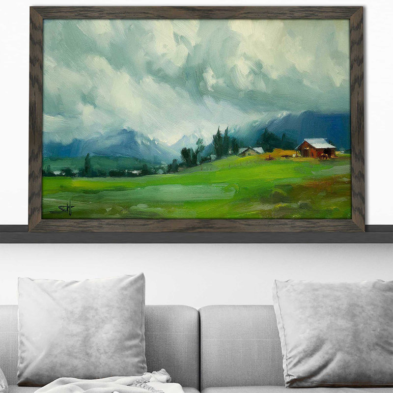 Wallowa Valley par Steve Henderson - Peinture, Cadre chocolat patiné, H 33,5 po x l 49,5 po x P 1 po