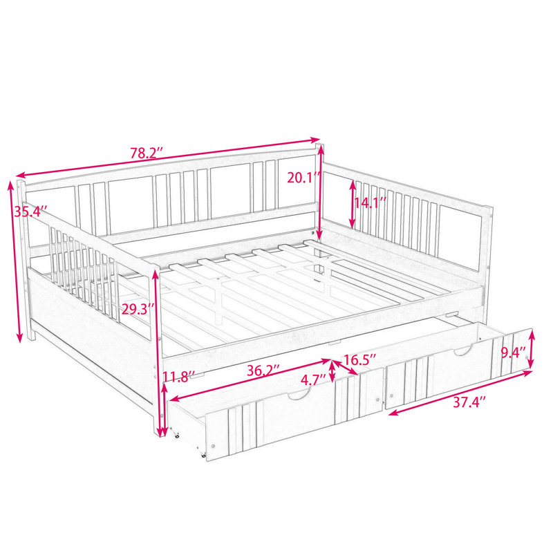 Areena Full Daybed with Two Drawers, White