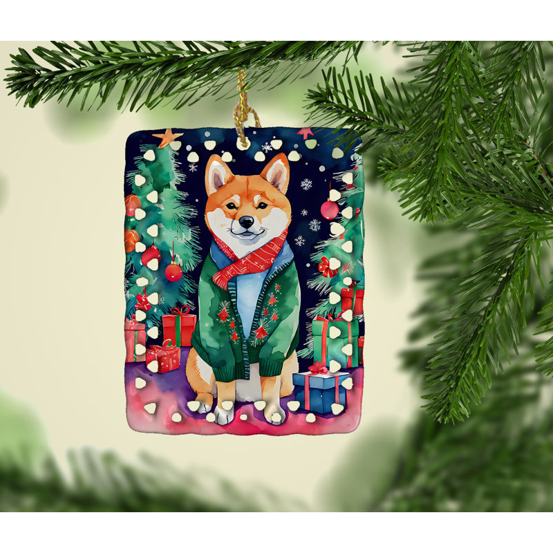 Ornement en porcelaine de Noël Shiba Inu, Shiba Inu 3652