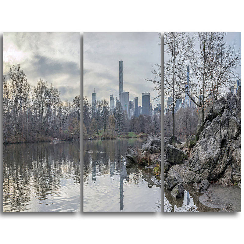 Noir et blanc central park, ensemble de 3 impressions sur toiles tendues