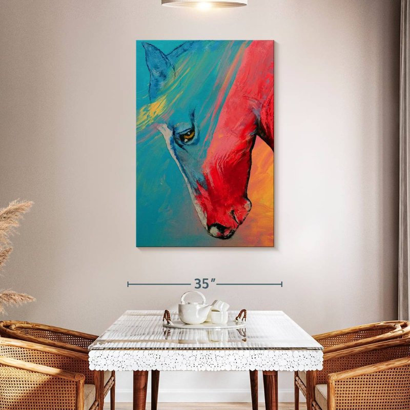 Cheval multicolore Brampt, H 48 po x l 32 po