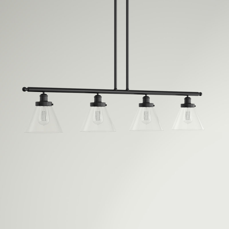 Luminaire pour îlot 4 lumières Cone, DEL, Clair, Noir mat