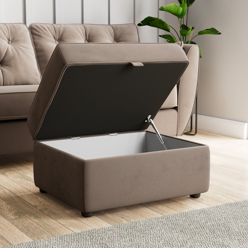 Birjesh 63cm Wide Rectangle Solid Colour Footstool Ottoman with Storage, Mole