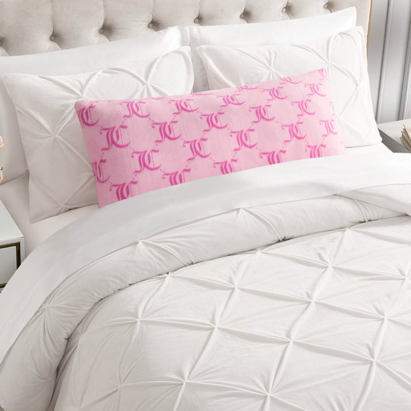 Juicy Couture Lattice Print Plush Body Pillow, Light Pink Lockup Lattice
