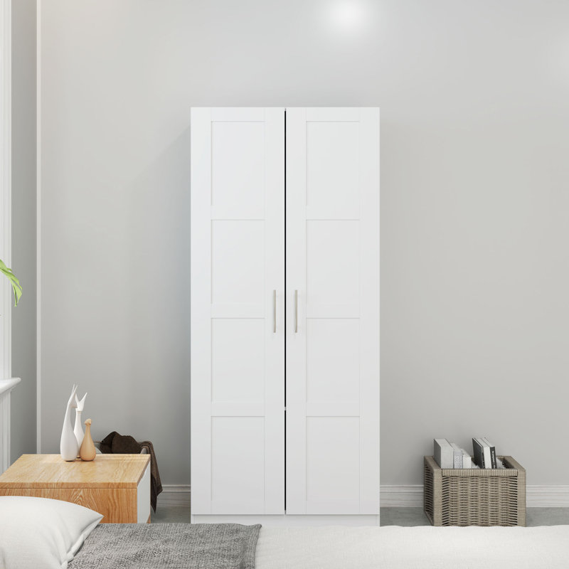 Audriena 2 Door Manufactured Wood Wardrobe, White