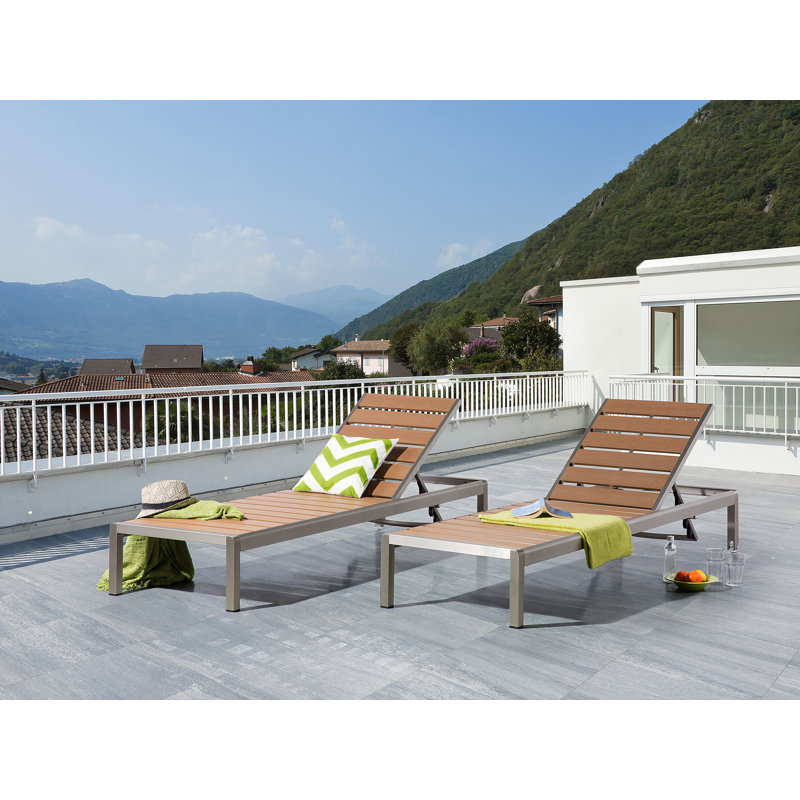 198cm Long Reclining Single Chaise, Silver/Brown